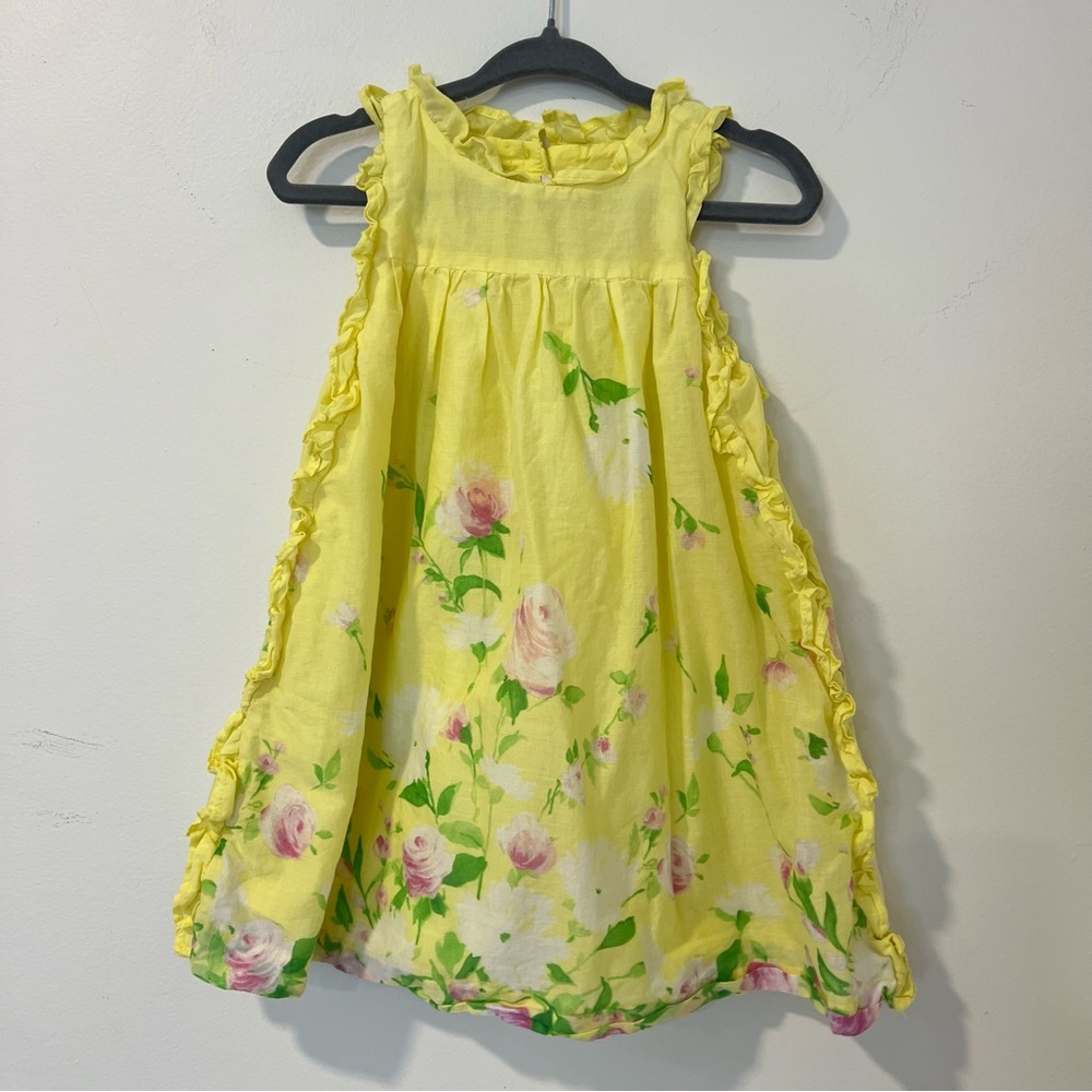 Janie & Jack yellow floral cotton ruffle dress size 2T